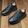 Чоловічі шкіряні кросівки (натуральна шкіра) чорні демісезонні для чоловіків на весну осінь, розміри 40-45, фото 3