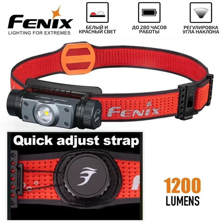 Налобний ліхтар Fenix HM62-T V2.0 BLACK + Акумулятор 3400 mAh (1200LM, LUMINUS SST40, 18650, IP68, Red Light), фото 1