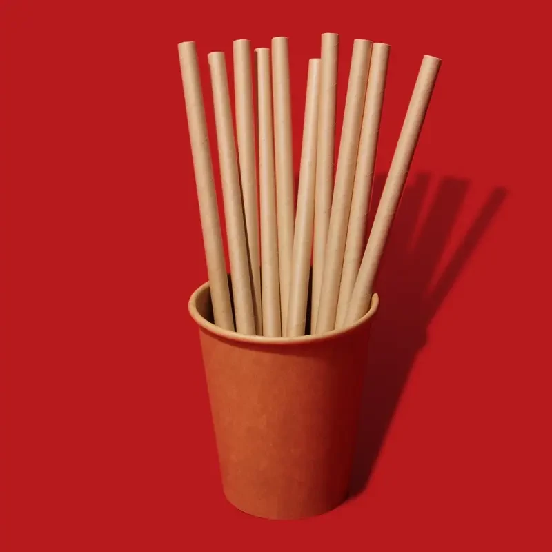 Трубочка паперова крафт d8-195мм упаковка 20 шт, фото 1