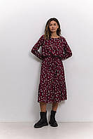 Сукня Azuri віскоза міді довгий рукав принт квіти 44 бордова