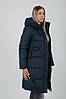 Жіночий теплий зимовий пуховик середньої довжини з капюшоном, фото 8