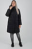 Жіночий чорний теплий зимовий пуховик середньої довжини з капюшоном, фото 9