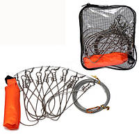 Кукан із 10 карабінів на тросику 8 м із поплавцем