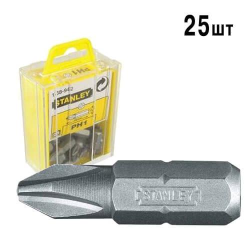 Біта STANLEY з шестигранним хвостовиком 1/4" Ph1, L=25мм, 25шт.
