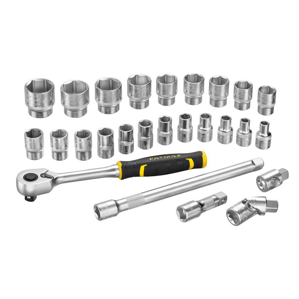 Набір торцевих головок 1/2" STANLEY "FATMAX® Maxi Drive", шестигранних, 26 предметів, в пластиковому кейсі.