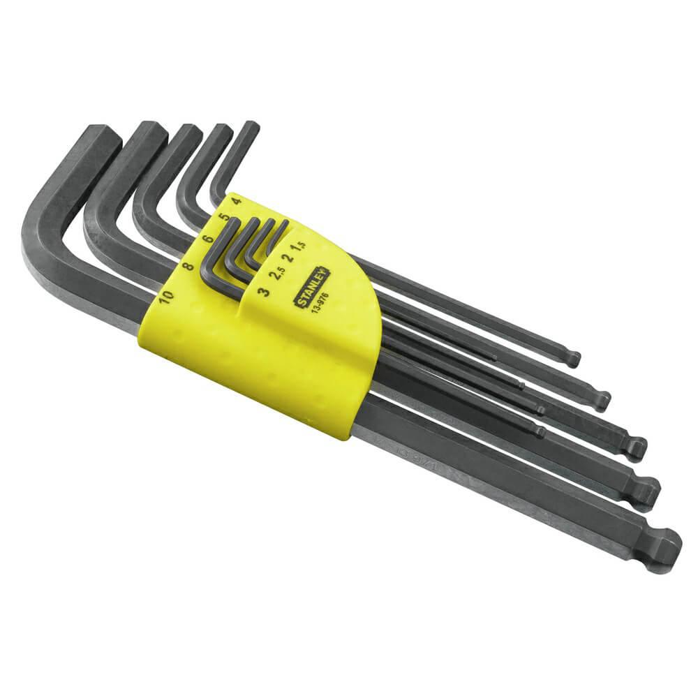 Набір ключів шестигранних STANLEY, 9 шт. (1,5;2;2,5;3;4;5;6;8;10 мм), метричних, з кульковим закінченням.