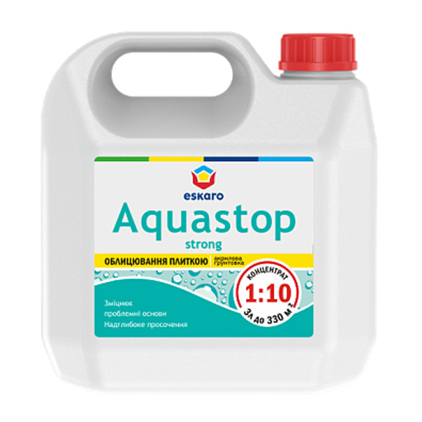 Ґрунт-концентрат ESKARO Aquastop Strong зміцнюючий глибокопроникний (1:10), 3 л