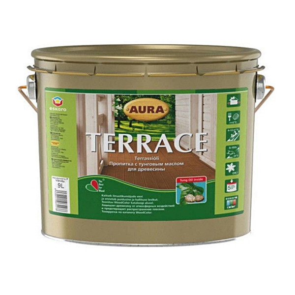 Олія AURA Terrace для терас (коричнева), 9 л, фото 1