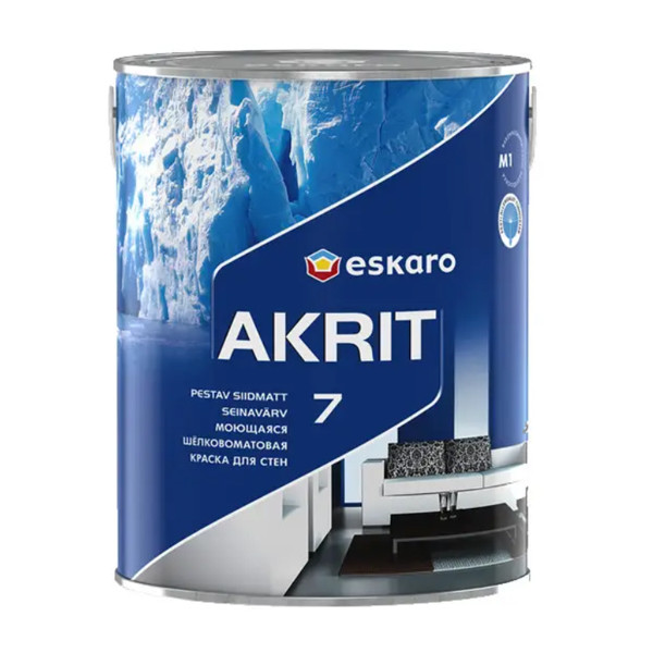 Фарба ESKARO Akrit 7 TR миюча для стін (шовково-матова), 0,95 л, фото 1