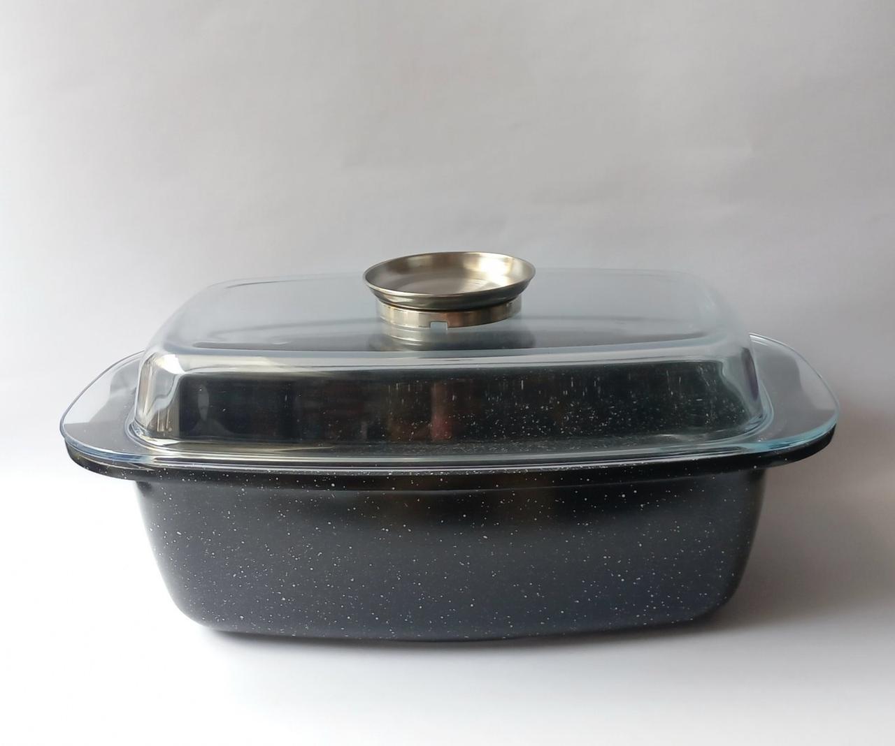 Гусятниця прямокутна з кришкою 5,5л мармурове покриття A-Plus 1997, фото 1