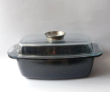 Гусятниця прямокутна з кришкою 5,5л мармурове покриття A-Plus 1997