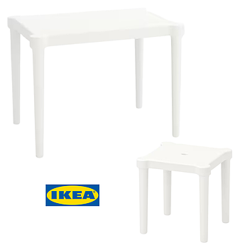 Набір дитячих меблів: стіл + табурет IKEA UTTER Білий 2 предмети
