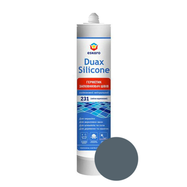 Герметик ESKARO Duax Silicone для швів силіконовий, (No248 графітово-сірий), 300 мл, фото 1