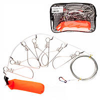 Кукан із 7 карабінів на тросику 5 м із поплавцем