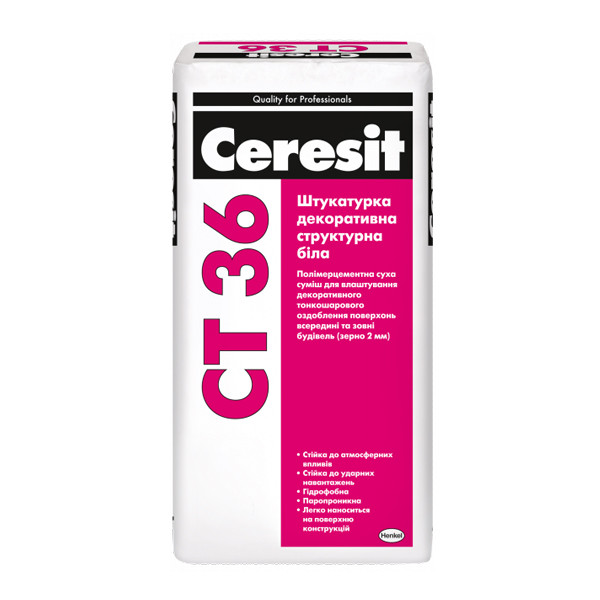 Штукатурка CERESIT CT 36 декоративна структурна (біла), 25 кг
