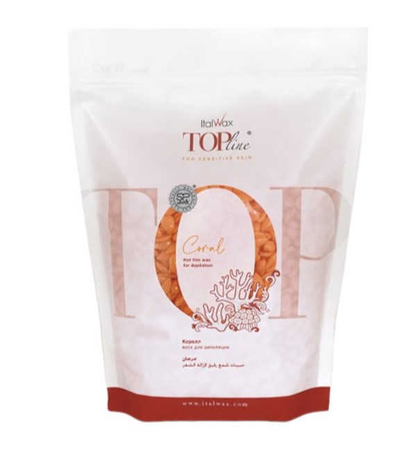 Віск у гранулах для депіляції ItalWax TOP LINE Корал 750 грам Плівковий віск для видалення волосся гарячий