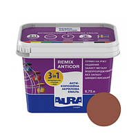 Ґрунт-емаль AURA 3 в 1 Luxpro Remix Anticor акрилова RAL 8017 (темно-коричнева), 0,75 л