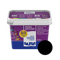 Ґрунт-емаль AURA 3 в 1 Luxpro Remix Anticor акрилова RAL 9011 (чорна), 0,75 л
