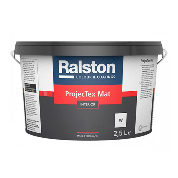 Фарба RALSTON Projec Tex Matt W матова паропроникна для внутрішніх робіт, 2,5 л