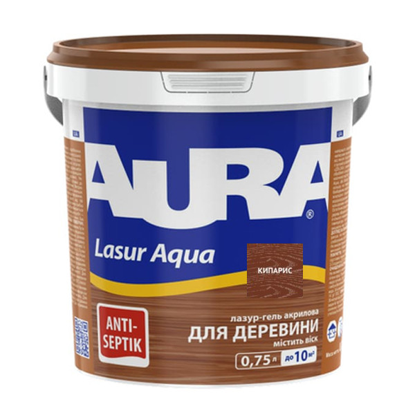 Засіб AURA Lasur Aqua (кипарис), 0,75 л, фото 1