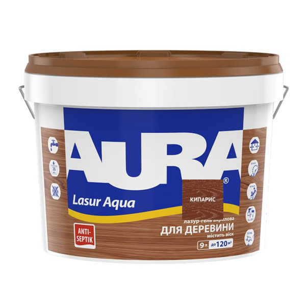 Засіб AURA Lasur Aqua (кипарис), 2,5 л, фото 1