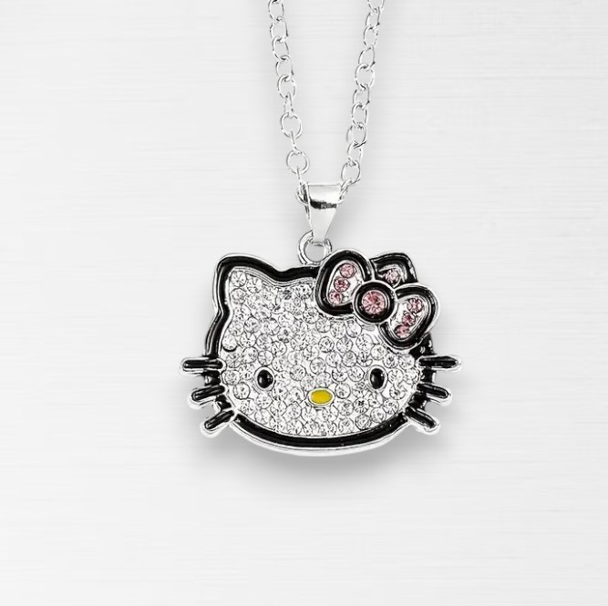 Кулон з ланцюжком і кришталевими стразами у вигляді милого котика Hello Kitty Кітті 2.1 см