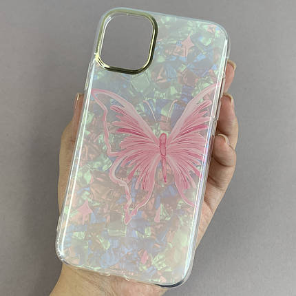 Чохол для Apple iPhone 11 чохол з рожевим метеликом на телефон айфон 11 білий w6h, фото 1