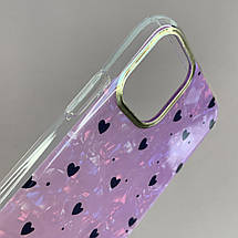 Чохол для Apple iPhone 11 чохол із чорними сердечками на телефон айфон 11 фіолетовий w6h, фото 3