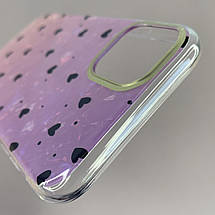 Чохол для Apple iPhone 11 чохол із чорними сердечками на телефон айфон 11 фіолетовий w6h, фото 5