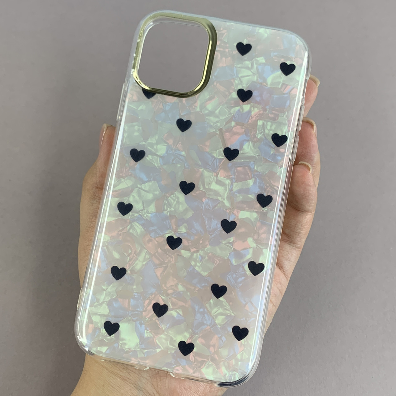 Чохол для Apple iPhone 11 чохол із чорними сердечками на телефон айфон 11 білий w6h