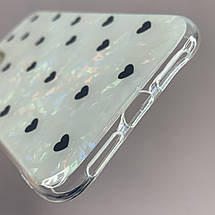 Чохол для Apple iPhone 11 чохол із чорними сердечками на телефон айфон 11 білий w6h, фото 4