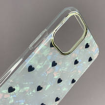 Чохол для Apple iPhone 11 чохол із чорними сердечками на телефон айфон 11 білий w6h, фото 3