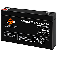 Акумулятор свинцево-кислотний LogicPower 6V - 7.2Ah LPM 672 / Батарея акумуляторна свинцево-кислотна