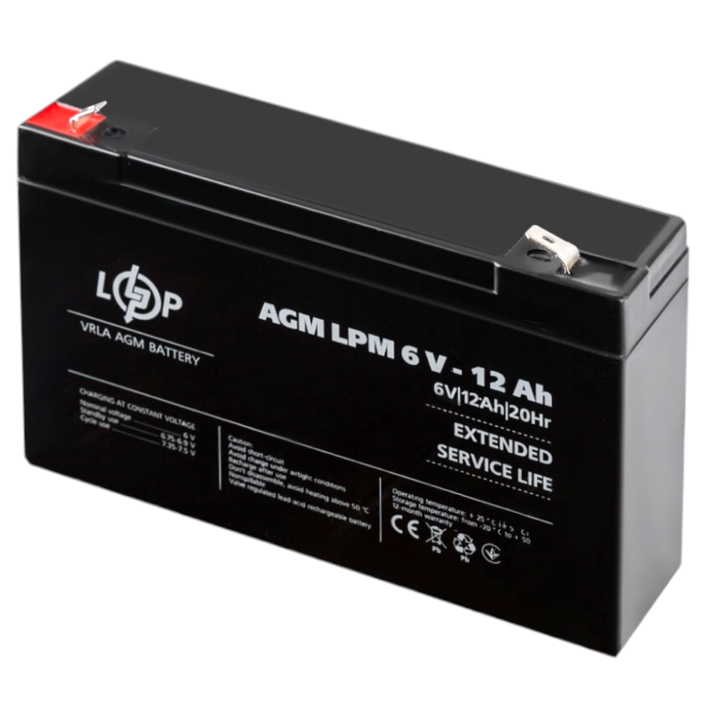 Акумуляторна батарея свинцево-кислотна LogicPower 6V - 12Ah LP 6120 / Акумулятор свинцево-кислотний, фото 1