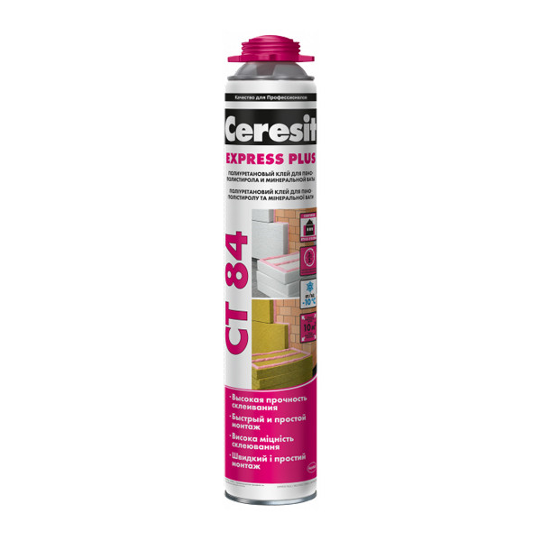 Клей CERESIT CT 84 Express Plus поліуретановий для ППС і МВ, 850 мл