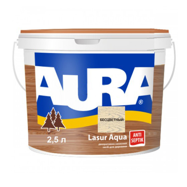 Деревозахисний засіб AURA Lasur Aqua (безбарвний), 2,5 л, фото 1