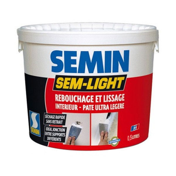 Шпаклівка SEMIN SEM-LIGHT ремонтна надлегка безусадна (екстрабіла), 0.5 л