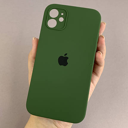 Чохол для Apple iPhone 11 чохол з мікрофіброю захистом камери на телефон айфон 11 темно-зелений s1q, фото 1