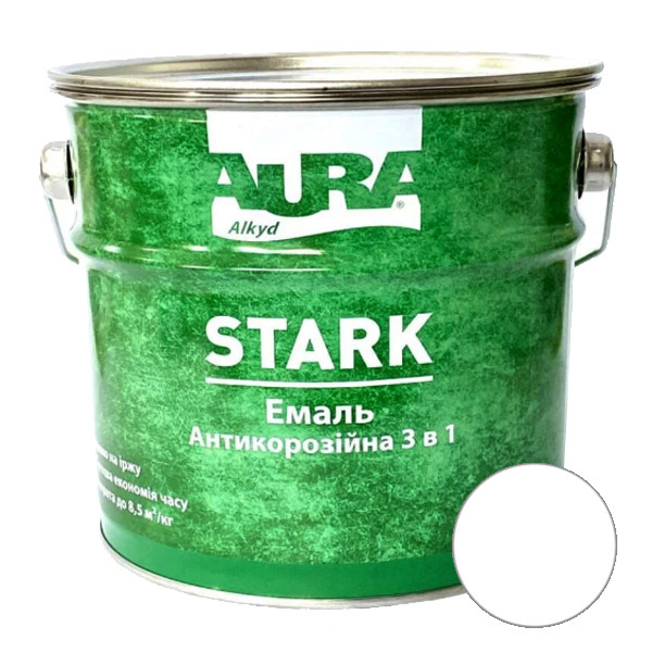 Грунт-емаль AURA Stark 3 в 1, антикорозійна (біла №12), 2 кг