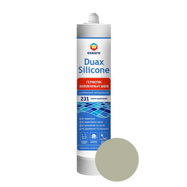 Герметик ESKARO Duax Silicone для швів силіконовий, (No240 сірий), 300 мл, фото 1