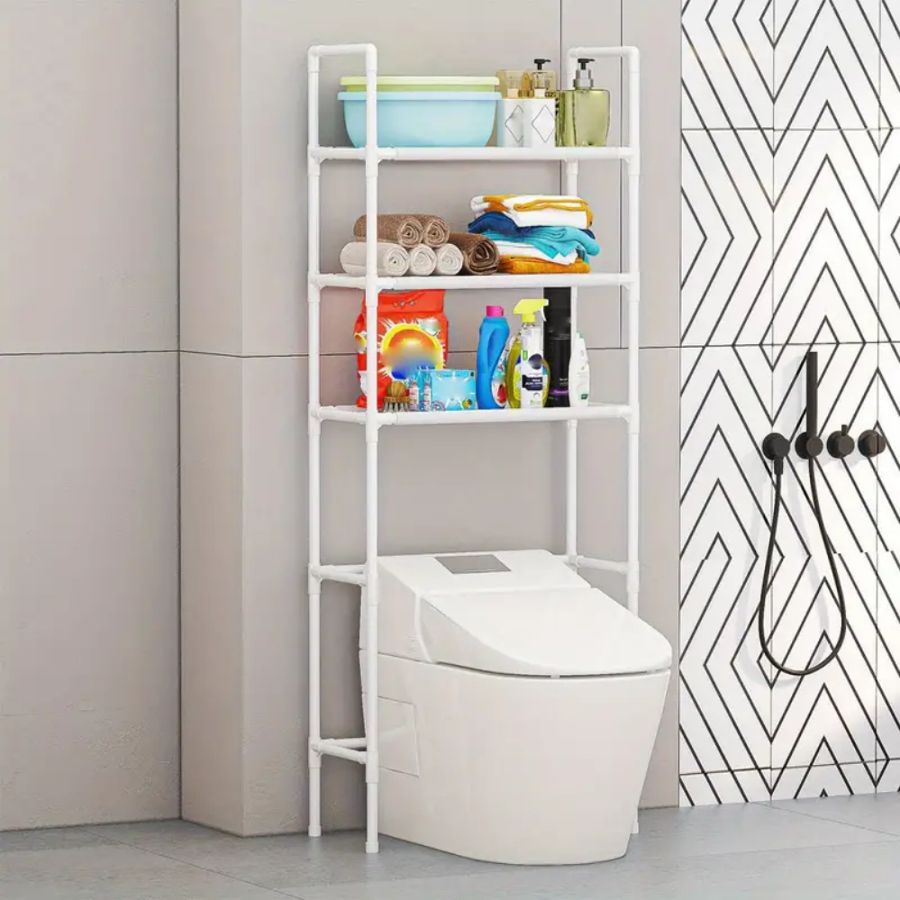 Полиця над унітазом багатофункціональна підлогова Toilet Rack AY2035 Металевий стелаж 152х47х26см