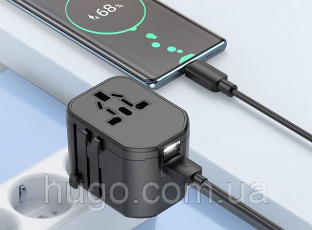 Мережевий адаптер для зарядrb 40Вт, 2×USB+2×Type-C, Asomtech