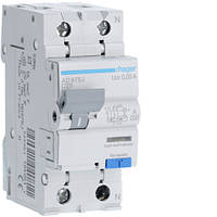 Дифавтомат 16 A, 10 мА, хар-ка B, тип A, Hager AC916J