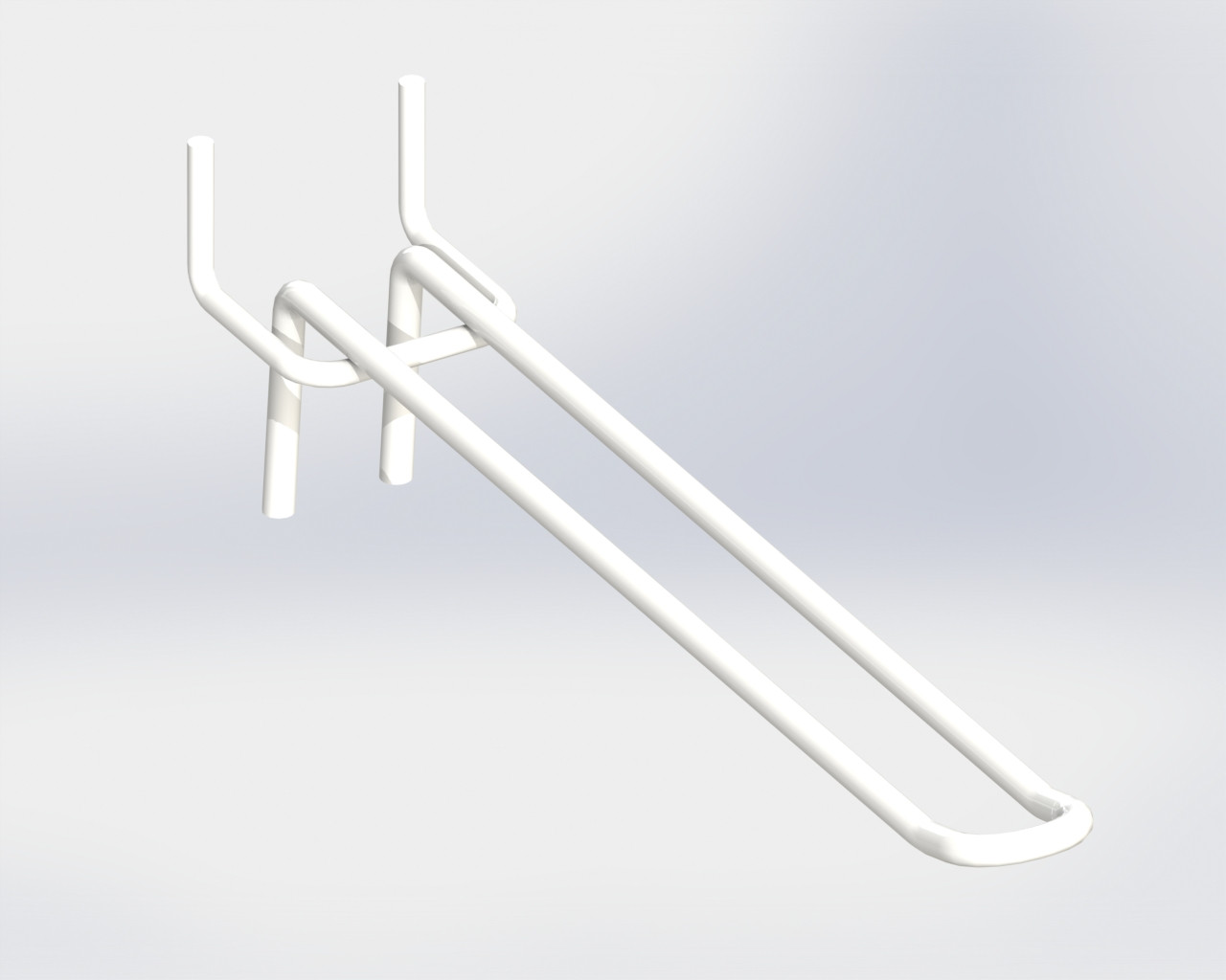 Гачок 400мм білий подвійний на перфорацію торговий стелаж, фото 1