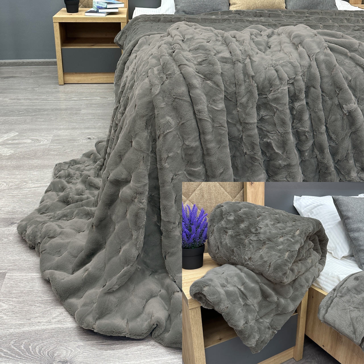 Плед-покривало 220х240 см (+-5см) Шиншила Сірий (87-017), фото 1