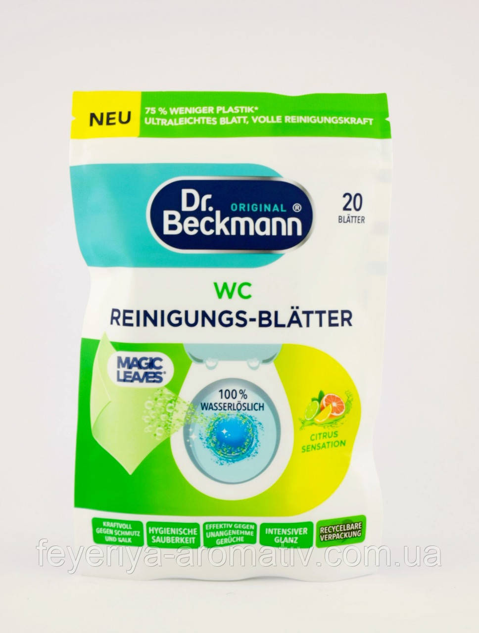 Серветки для чищення унітазу Dr. Beckmann WC Reinigungs Citrus Sensation 20 шт Німеччина