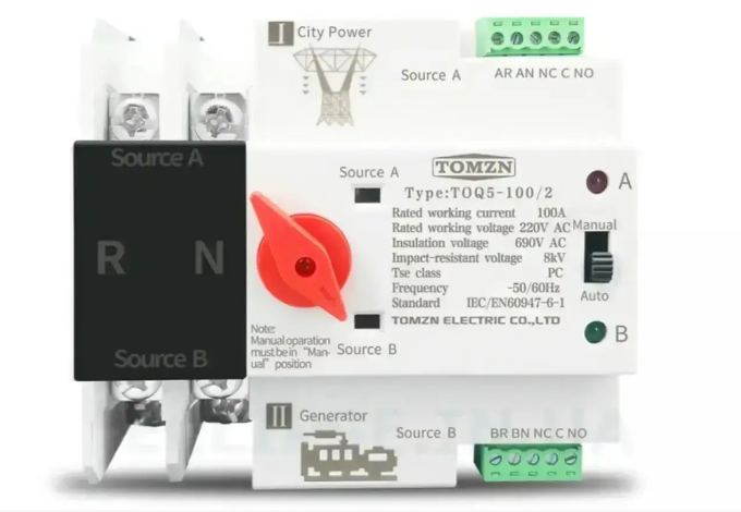 Автомат введення резерву TOMZN 2P 230V 100A, фото 1