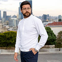 Рубашка мужская белая качественная легкая летняя модная классическая базовая стильная брендовая