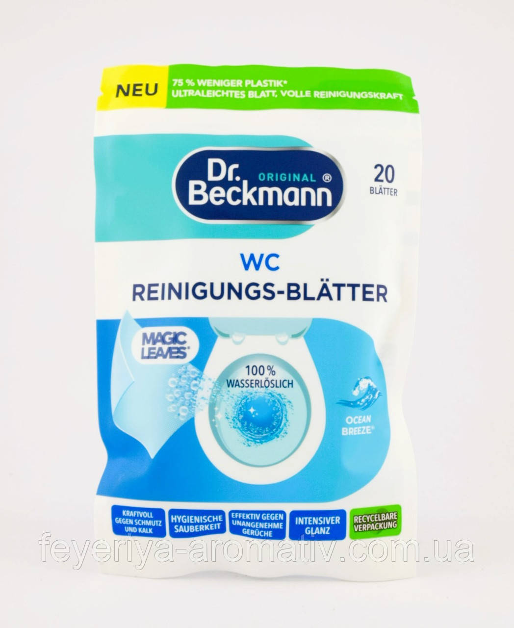 Серветки для чищення унітазу Dr. Beckmann WC Reinigungs Ocean Breeze 20 шт Німеччина