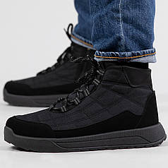 Зимові чоловічі дутики чорні на замок та шнурівку (3804 ч)